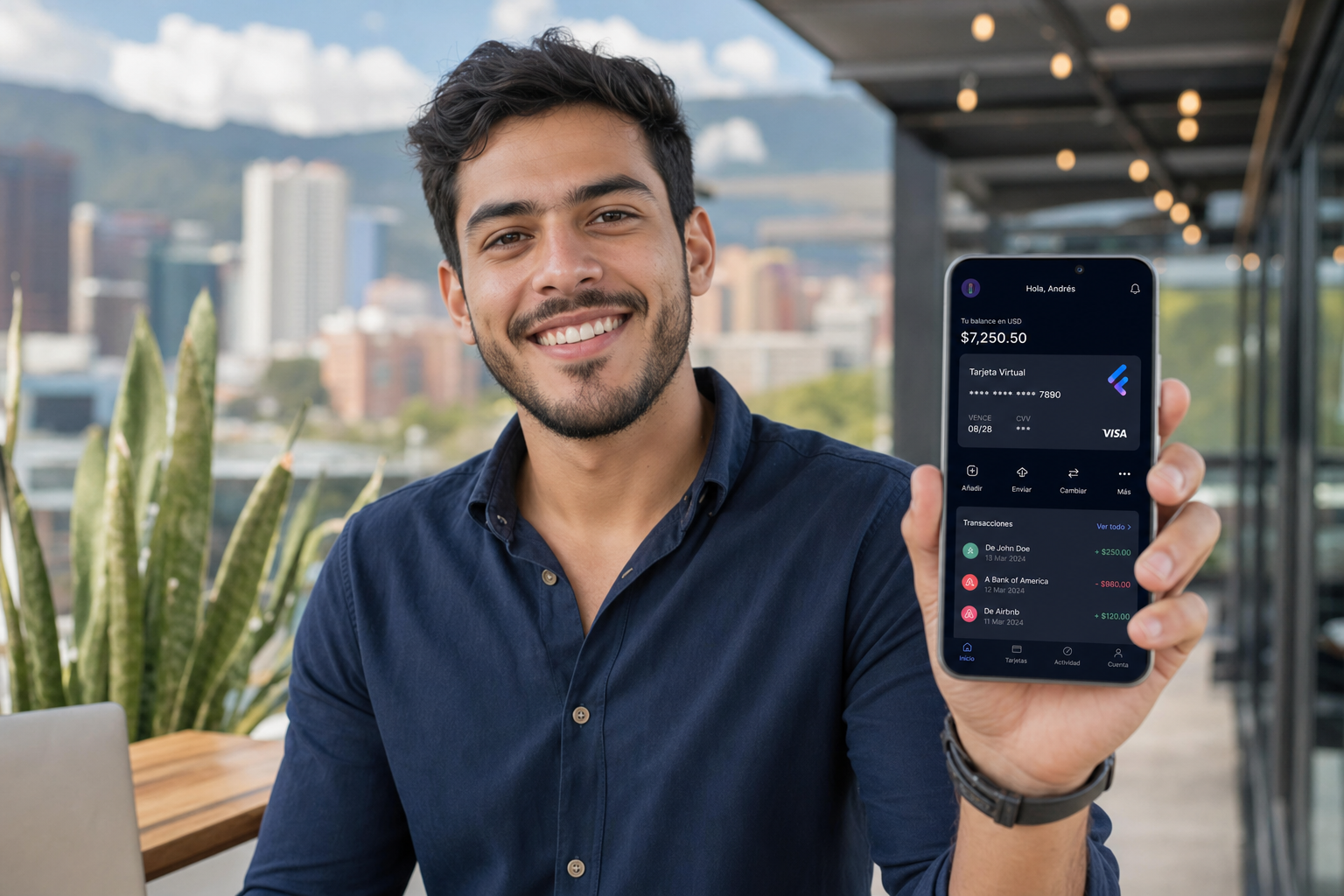 Vista de tarjeta interna de consumo en aplicación móvil