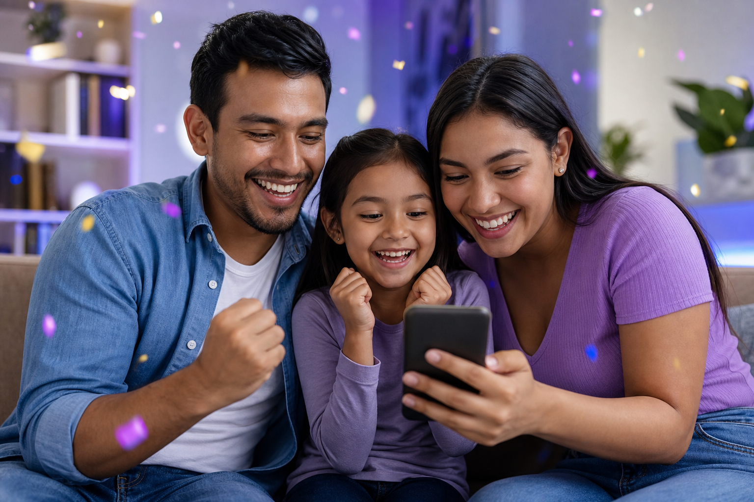 Familia celebrando ingresos por afiliados en DOVANCEPAY