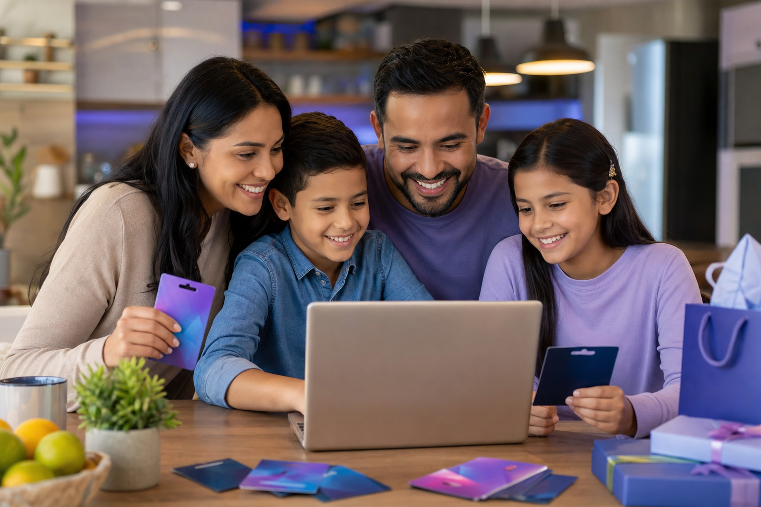 Familia disfrutando compras digitales y suscripciones con DOVANCEPAY